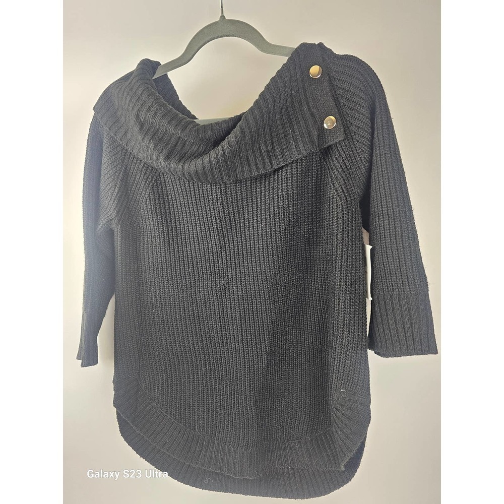 Women's szSP, Oversized fold down neck, black, 89th and Madison, NWT - Picture 2 of 8